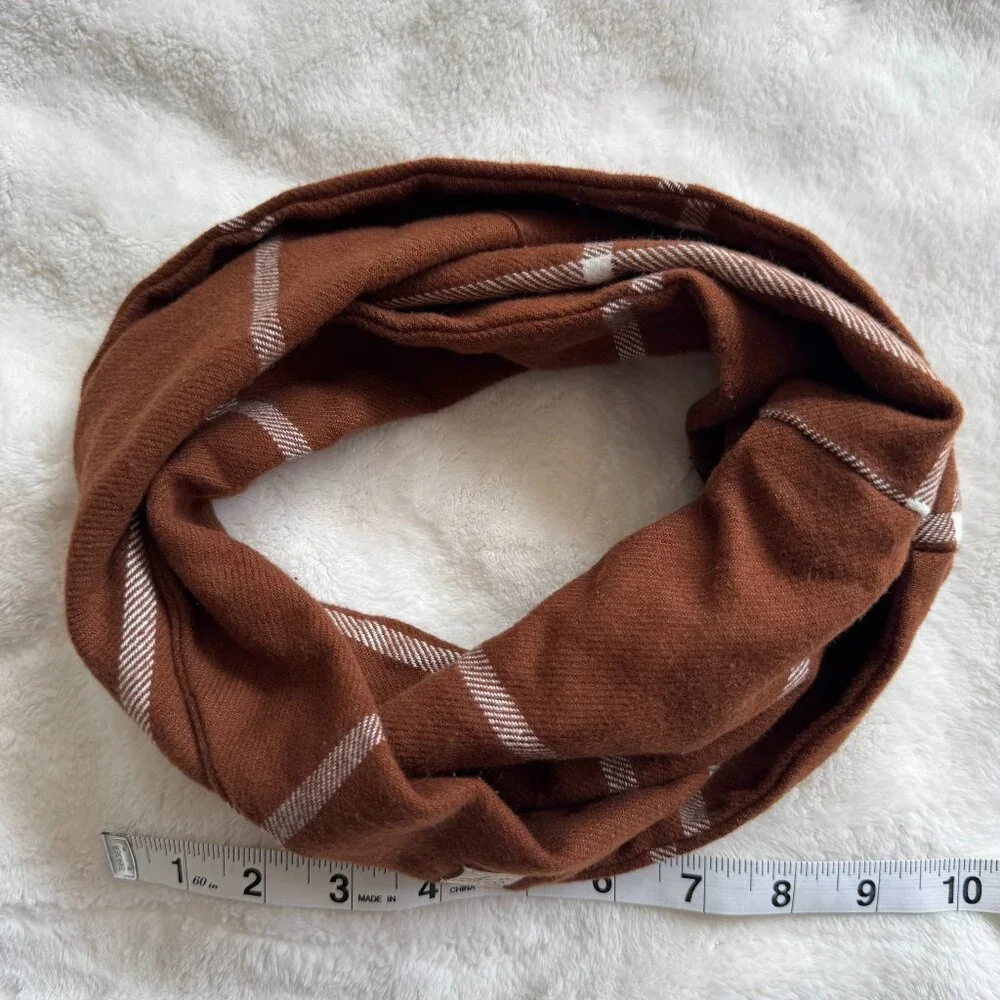 NWT Chic Pup Co Autumn Plaid Dog Scarf, Burnt Orange + White, Size Large